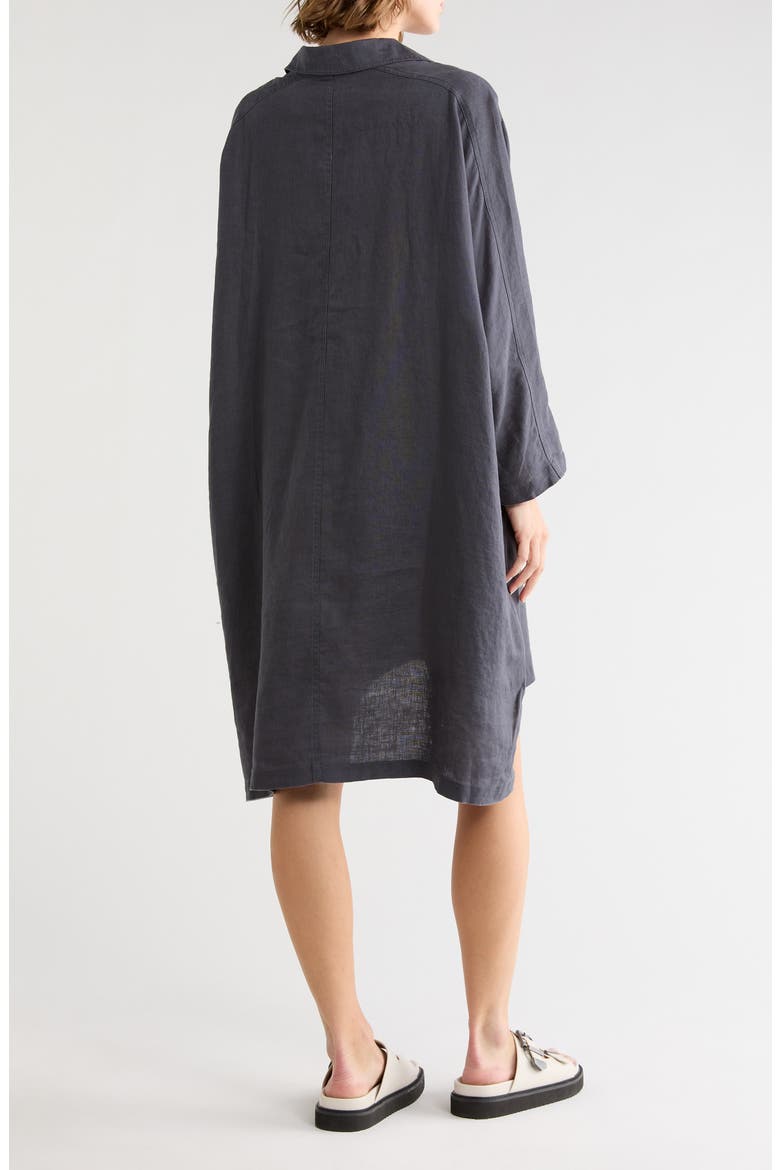 Long Sleeve Linen Shirtdress, Alternate, color, ASPHALT