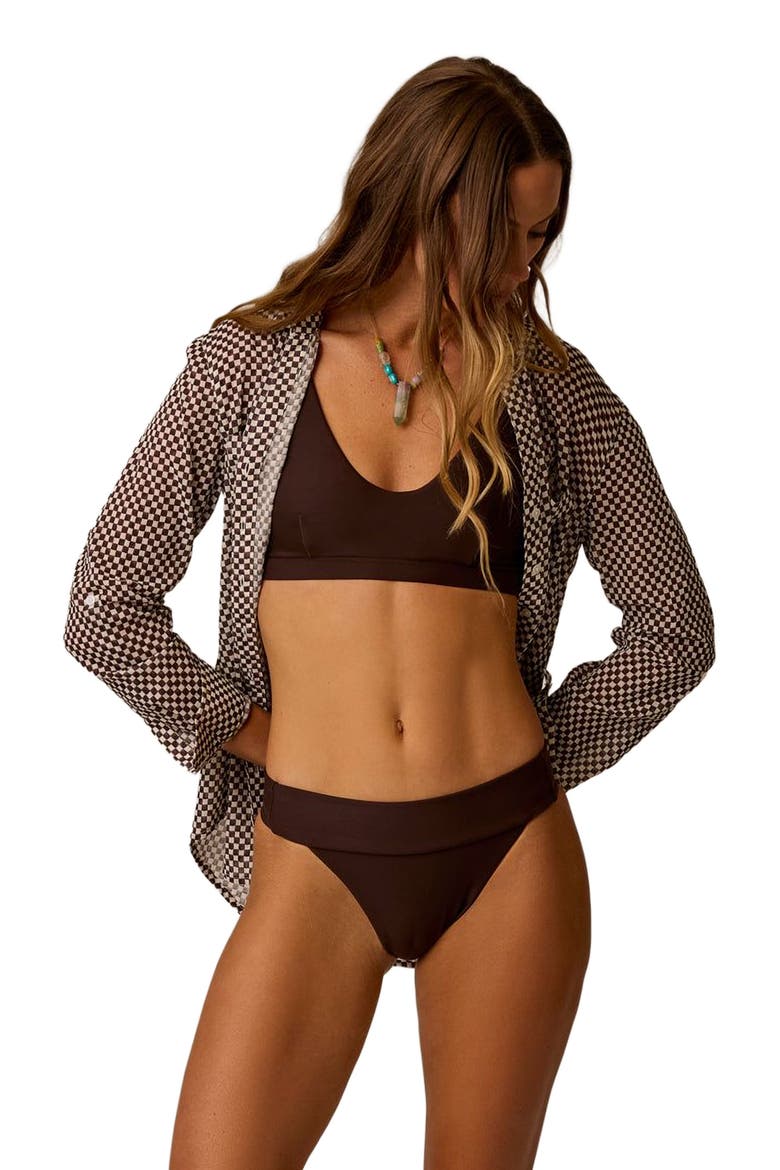 Dylan Gauze Tunic, Alternate, color, Coco Check