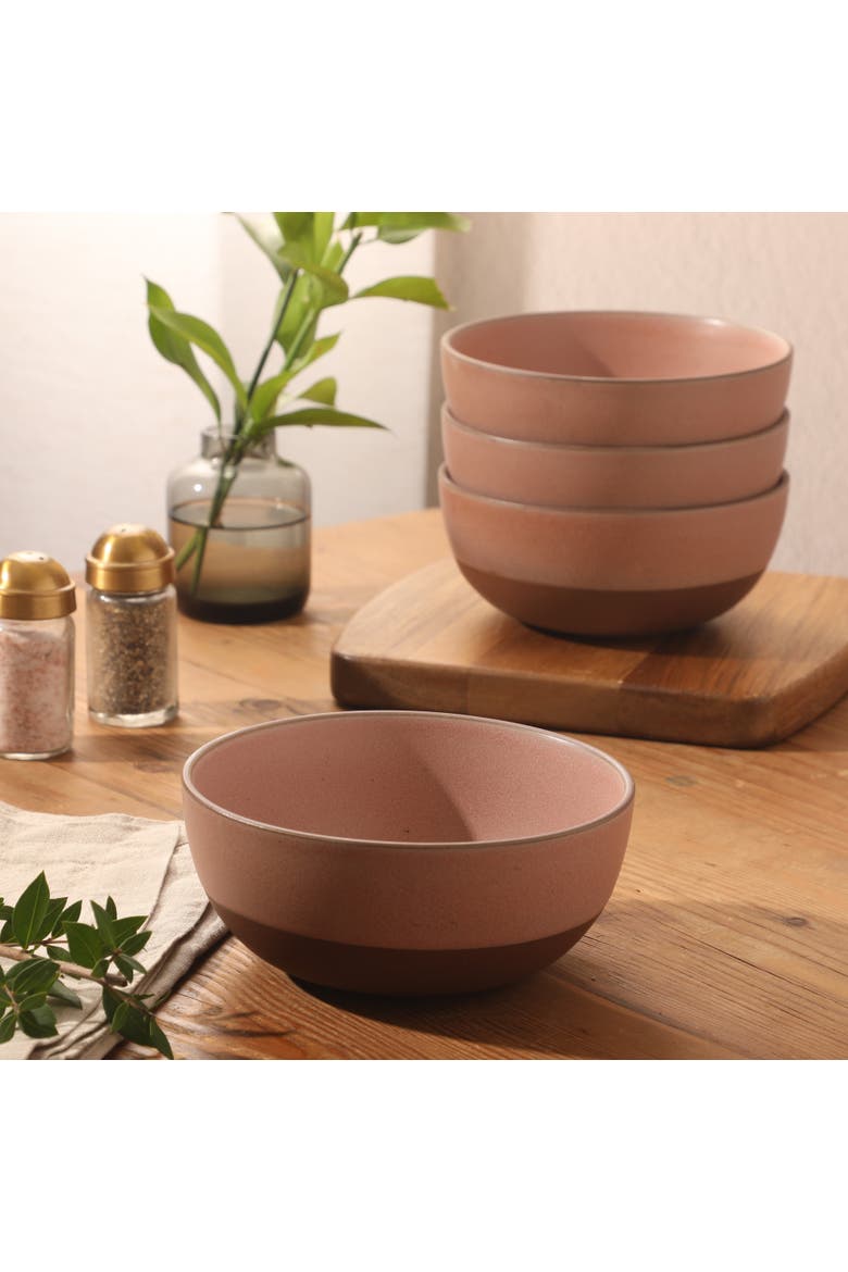 William Crest 4-Piece Reactive Glaze Stoneware Cereal Bowl Set, Alternate, color, Pink