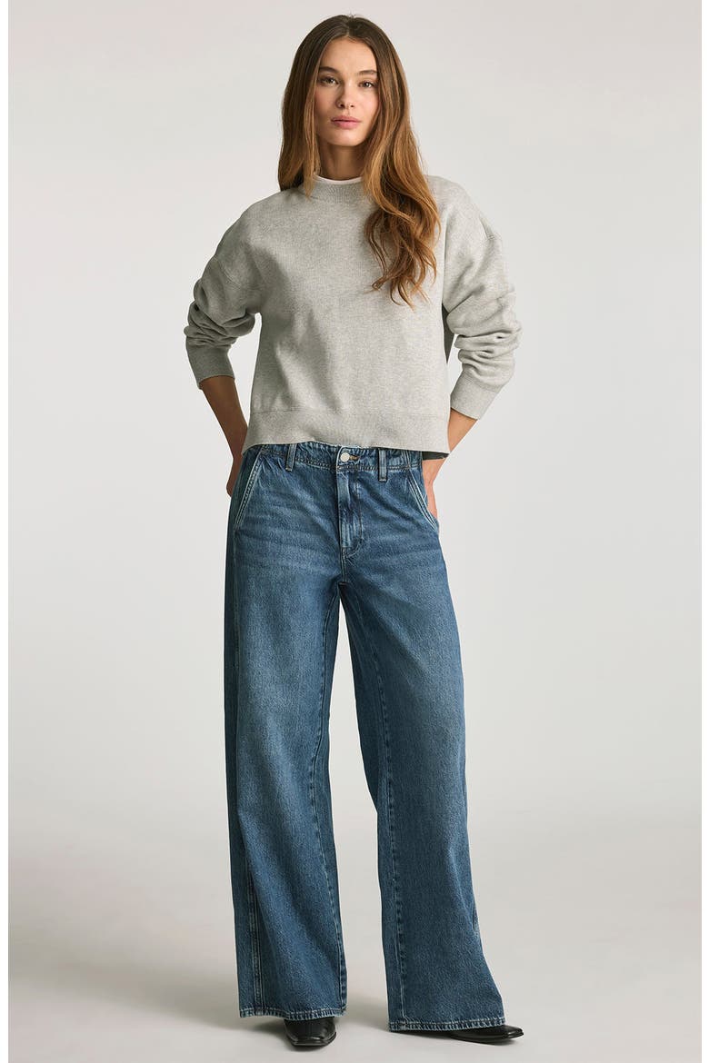 Crop Cotton Blend Sweatshirt, Alternate, color, LIGHT GREY MELANGE
