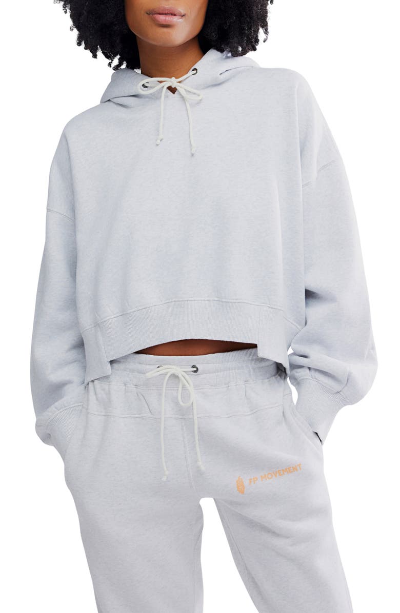 Free People FP Movement Undefeated Cotton Blend Hoodie & Jogger Set, Alternate, color, Light Heather Grey