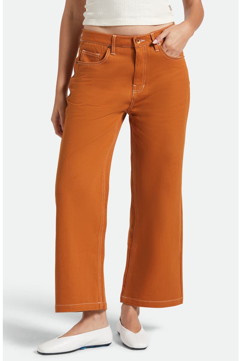 Margo Textured Cotton Crop Straight Leg Pants, Main, color, RUSTIC CARAMEL