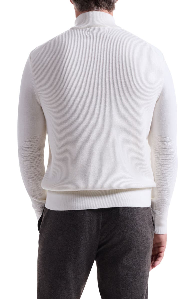 Bugatchi Merino Wool Quarter Zip Polo Sweater, Alternate, color, Chalk