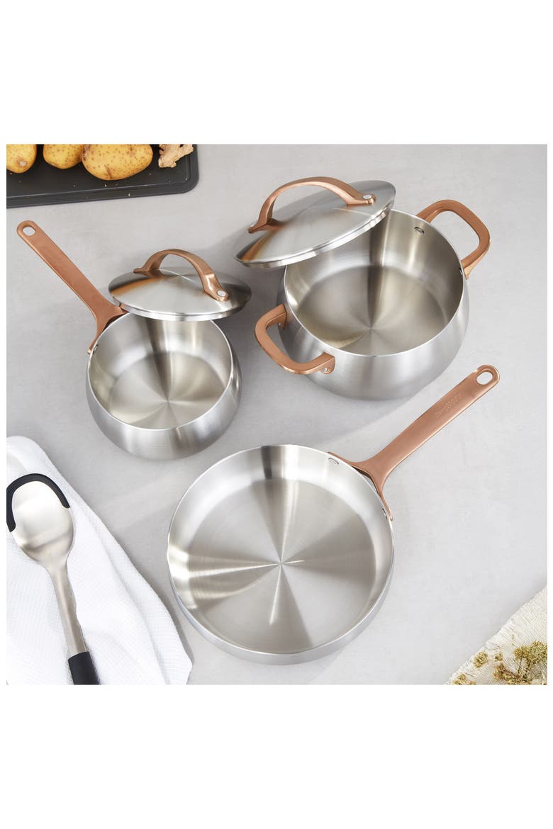 Belly Tri-Ply Stainless Steel 5-Piece Cookware Set, Alternate, color, WARM BLUSH