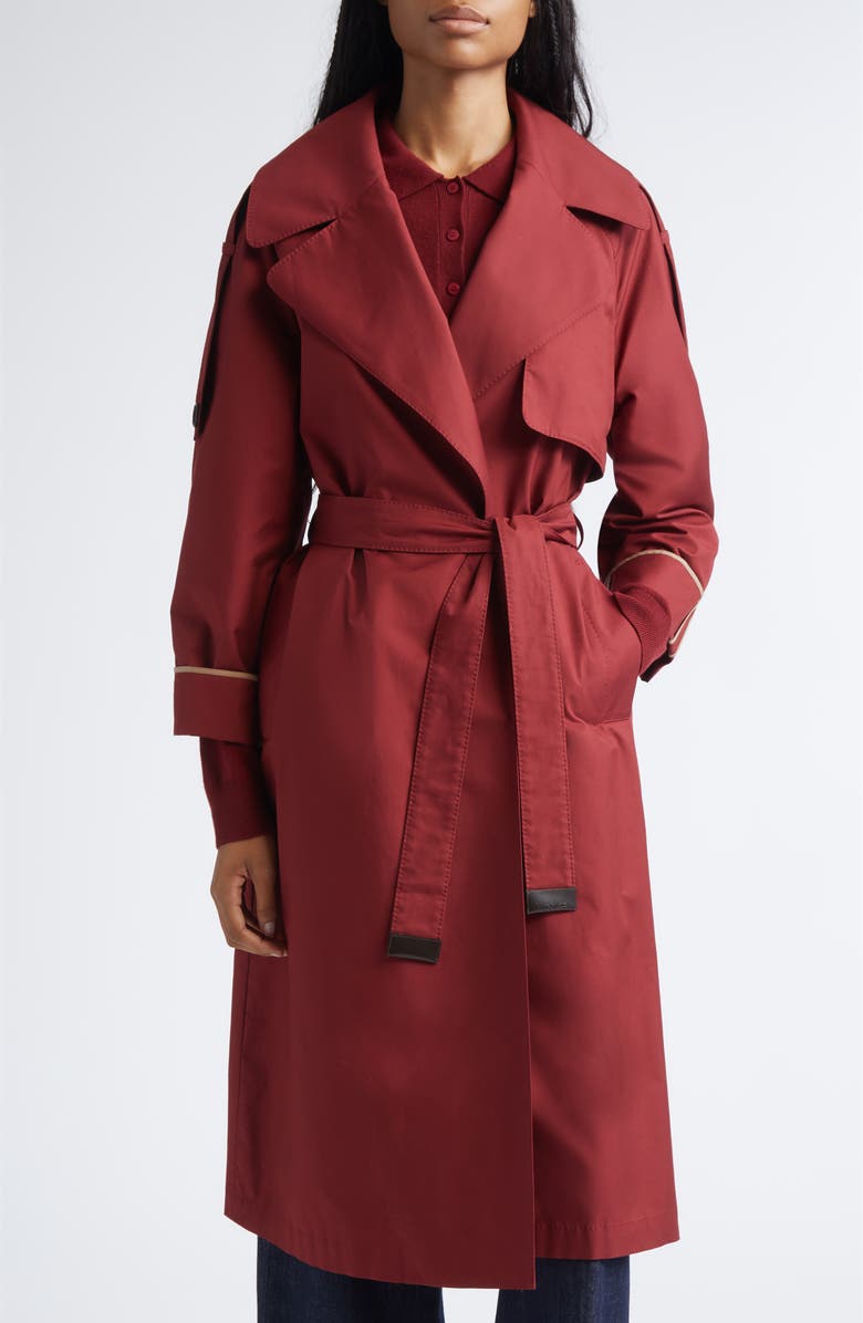 Max Mara Water Repellent Belted Cotton Blend Trench Coat, Main, color, Raspberry