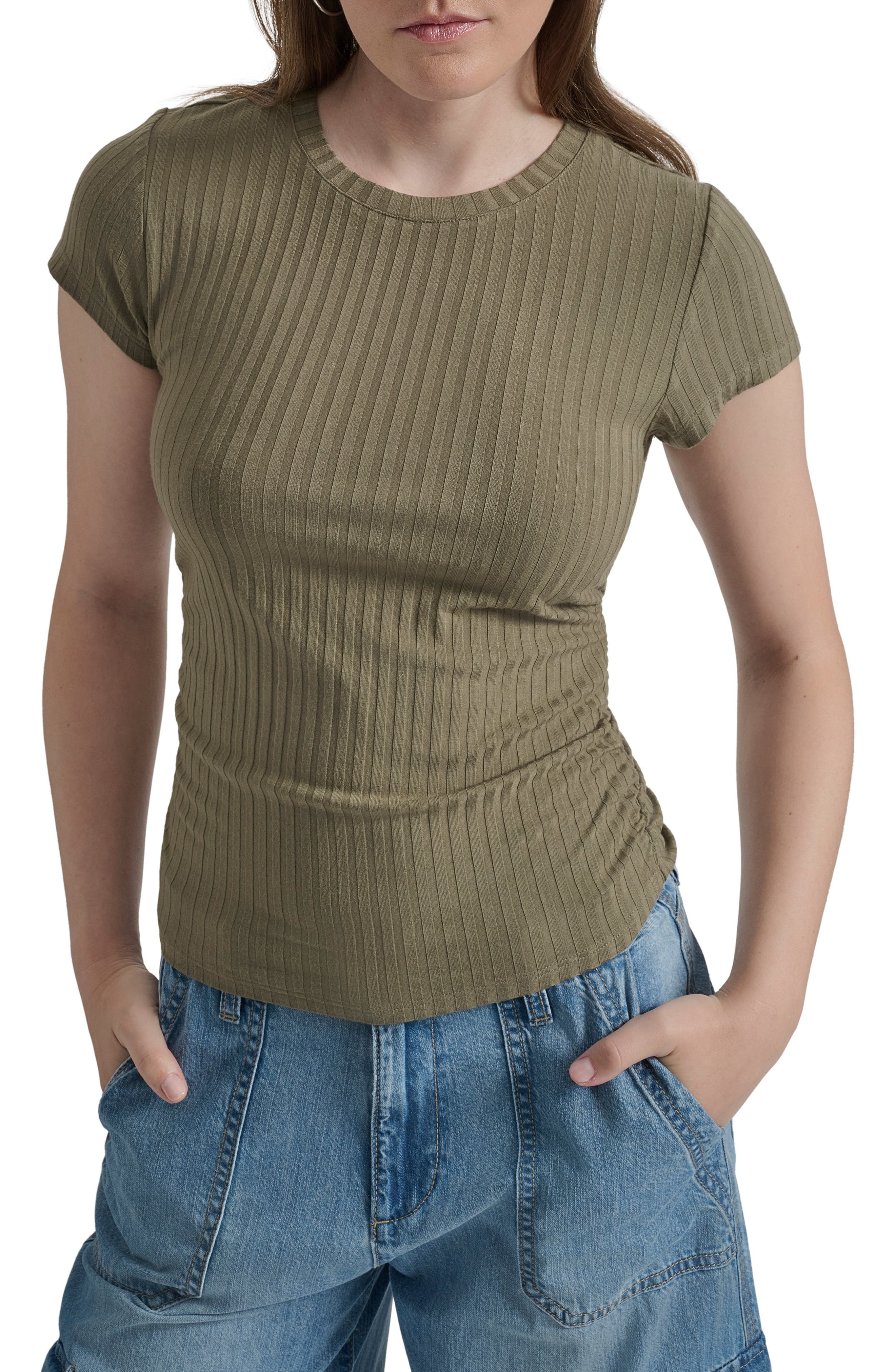 DKNY Jeans Ruched Rib Top