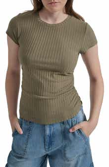 DKNY Jeans Ruched Rib Top