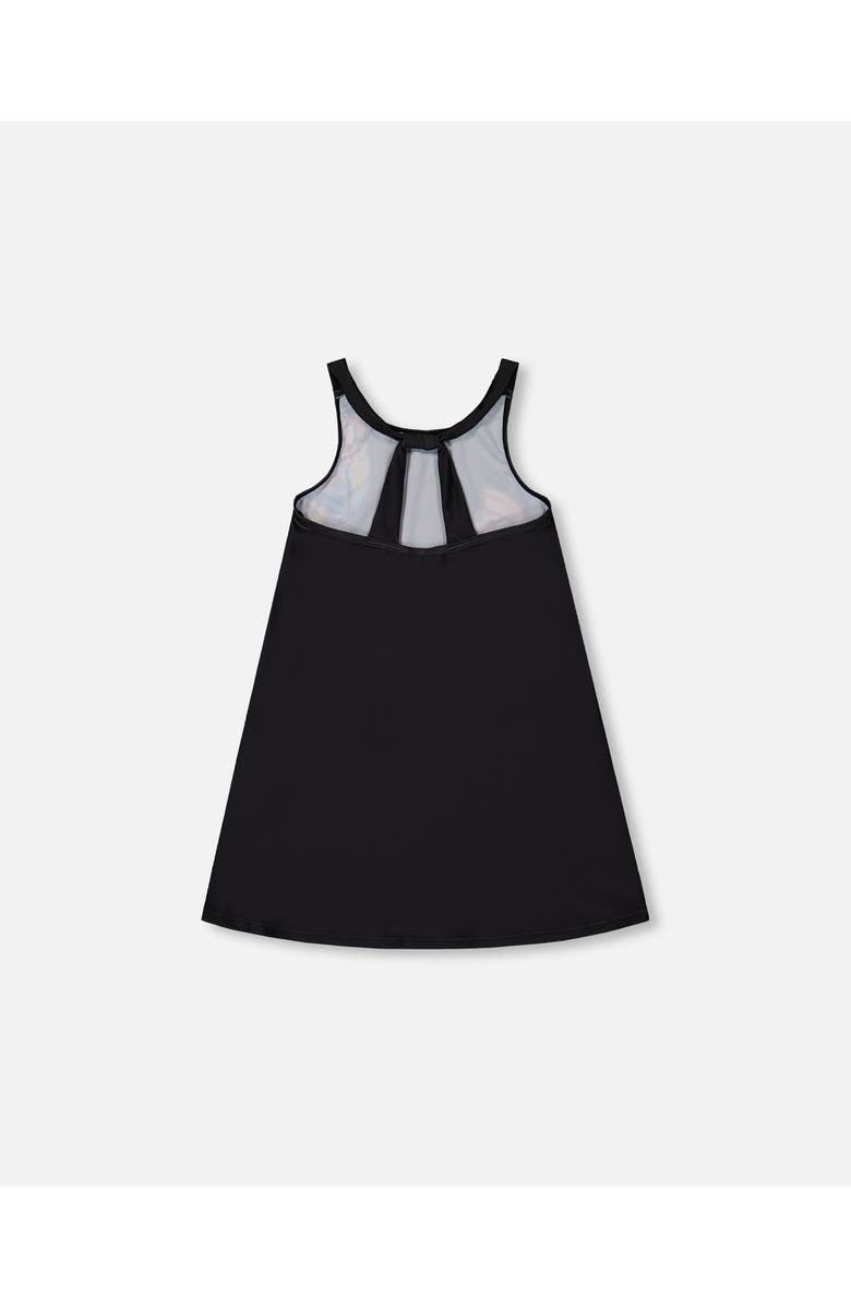 Deux par Deux Little Girl's Printed Beach Dress Black And Multicolored Butterflies, Alternate, color, 