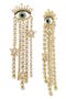 Evil Eye Crystal Chain Fringe Earrings