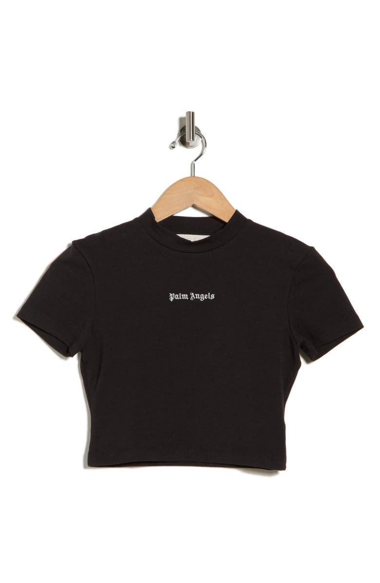 Palm Angels Logo Crop Graphic T-Shirt, Main, color, Black White