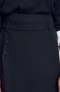 SANDRO Mid-length slit wool skirt