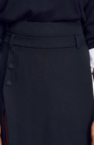 SANDRO Mid-length slit wool skirt