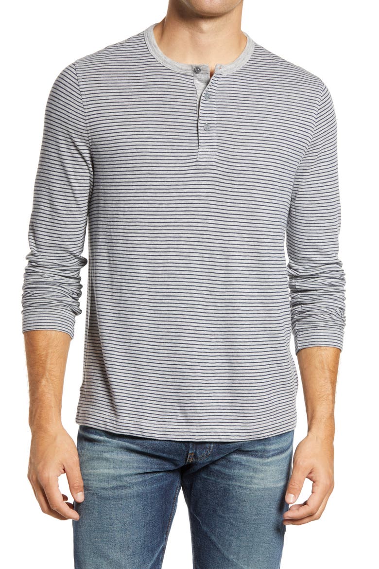 Yarn Dye Stripe Henley, Main, color, GREY HEATHER NAVY IRIS STRIPE