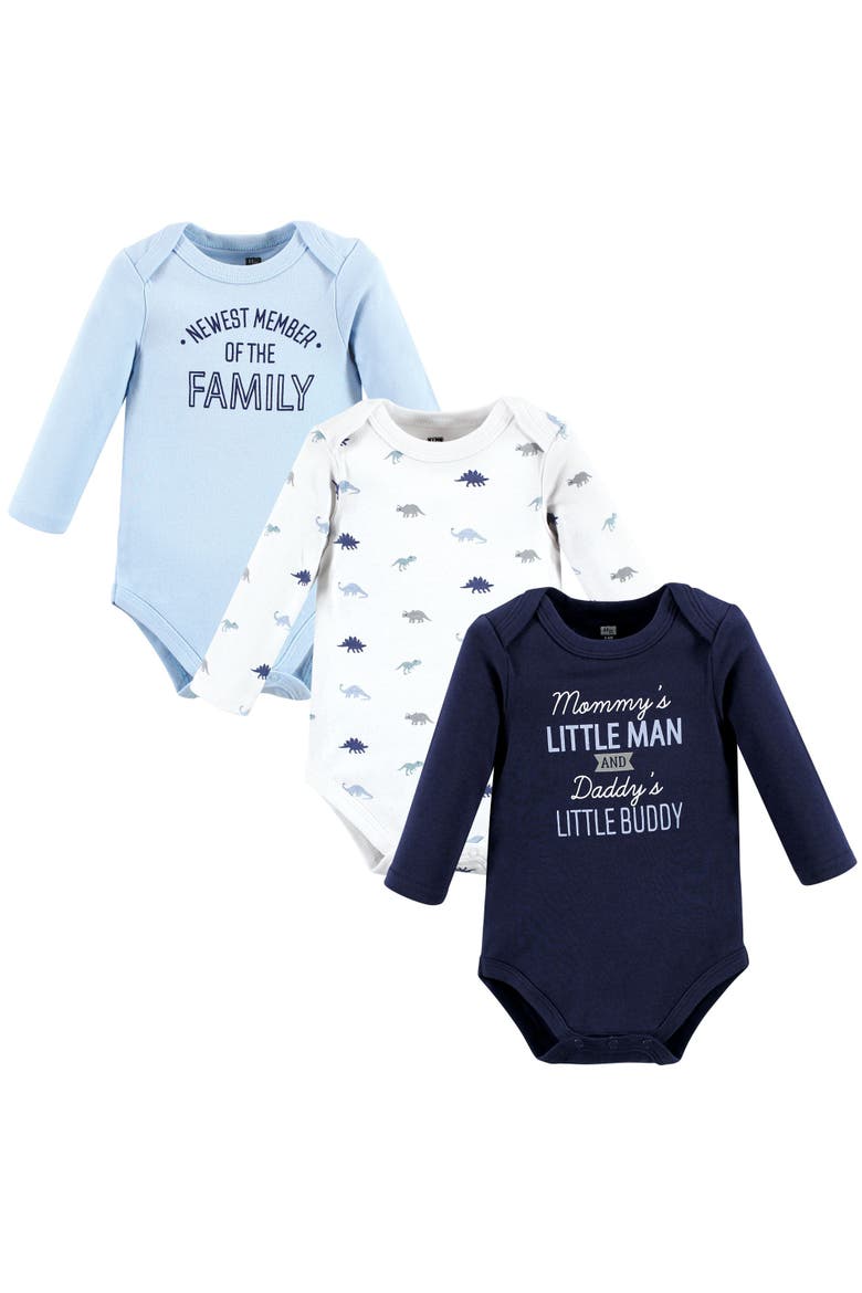 Cotton Long-Sleeve Bodysuits 3-Pack, Main, color, Newest Family Member