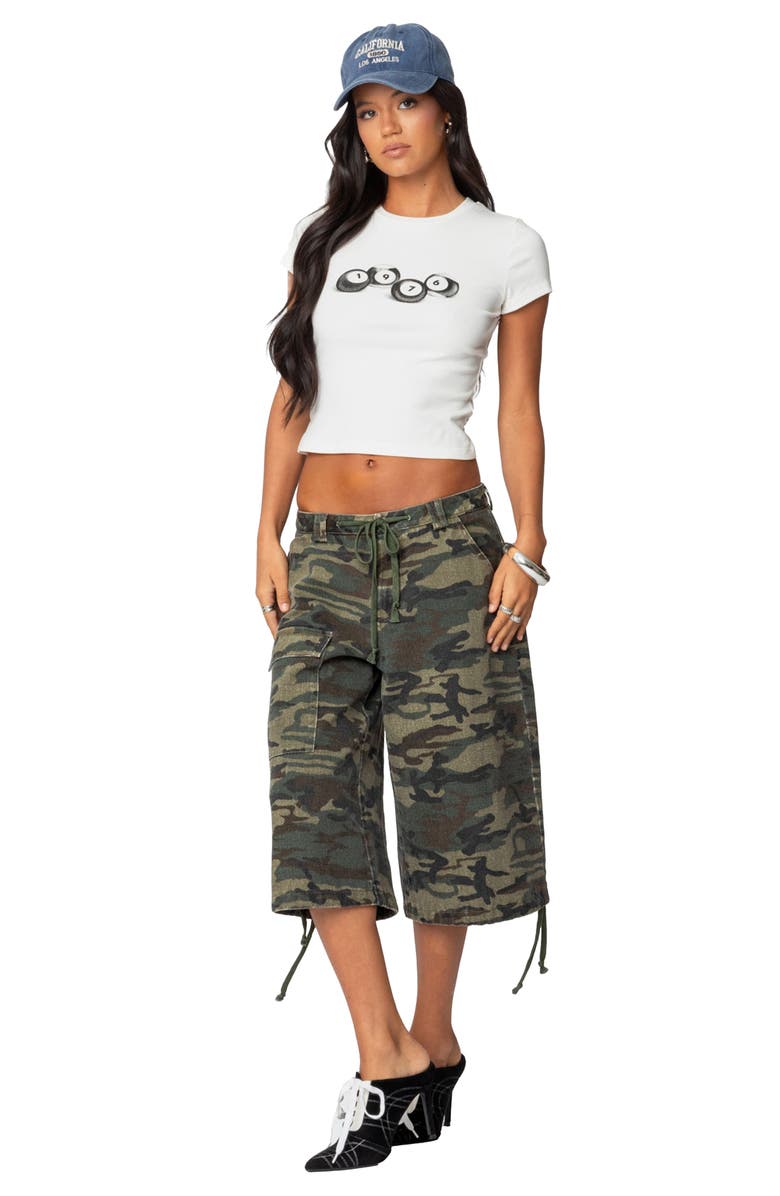 EDIKTED Billiards Crop Graphic T-Shirt, Alternate, color, White