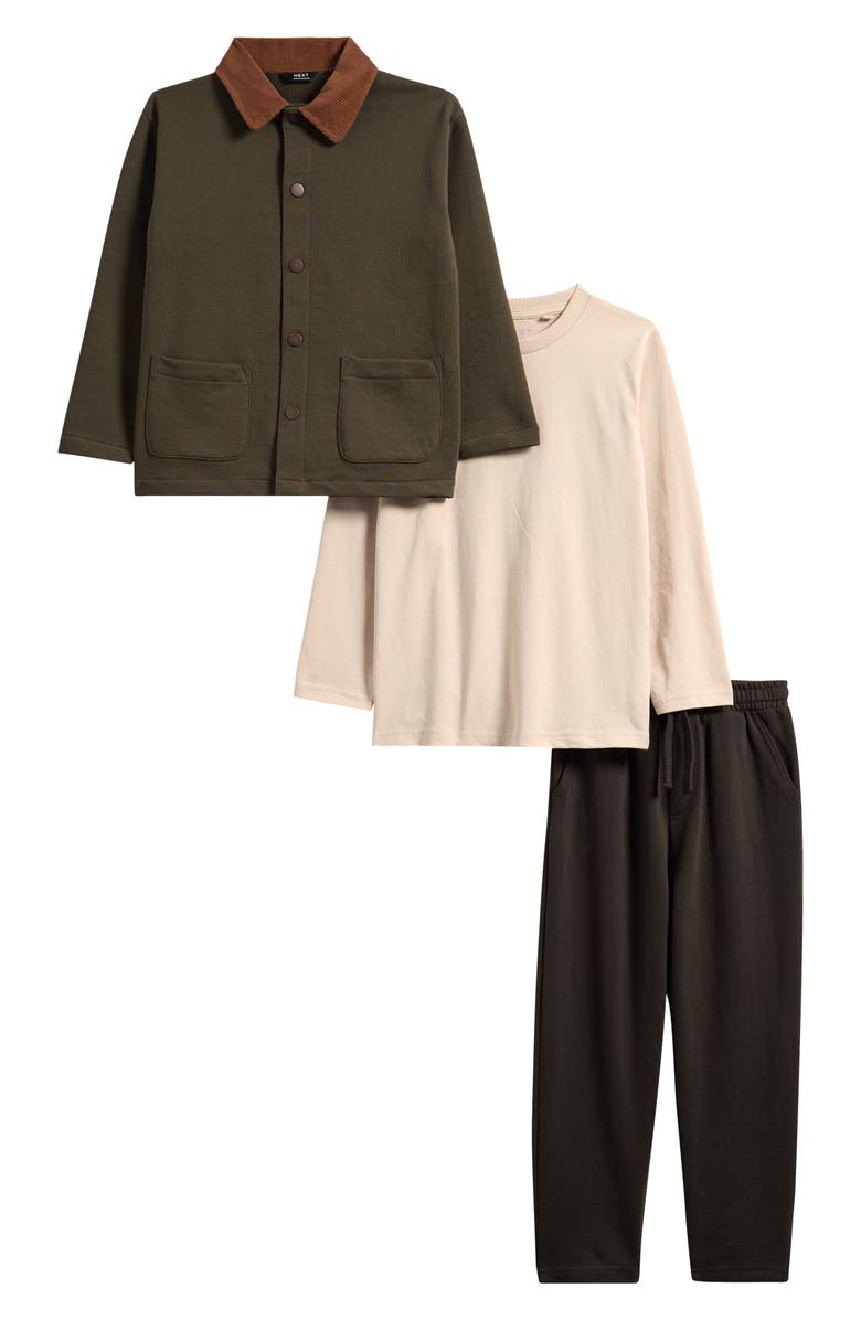 NEXT Kids' Jersey Jacket, T-Shirt & Joggers Set, Main, color, Green