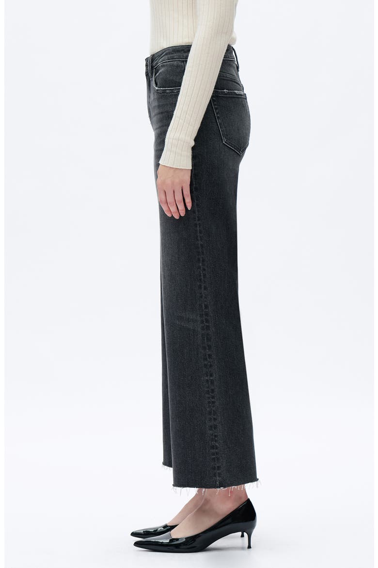 Raw Hem Mid Rise Wide Leg Jeans, Alternate, color, DARK GREY