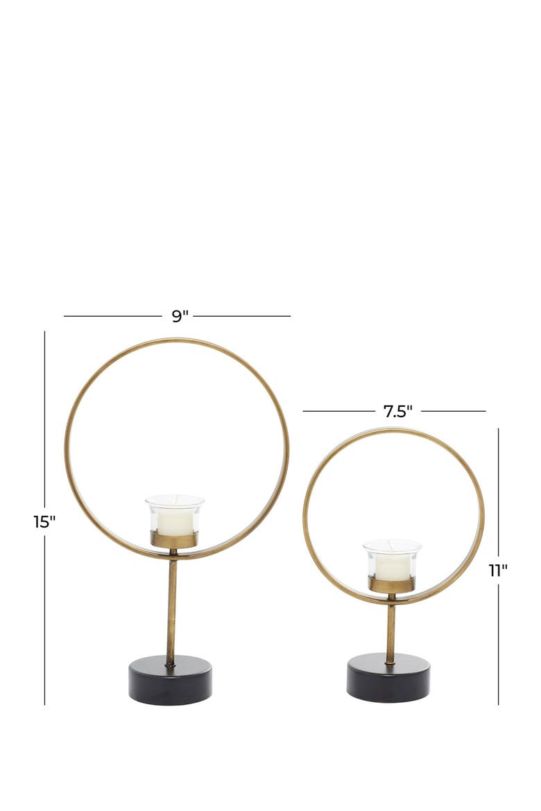 Gold Metal Tealight Candle Holder - Set of 2, Alternate, color, GOLD