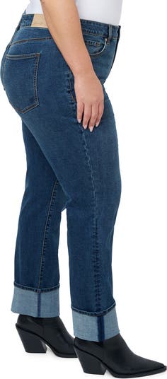 Straight Leg High Cuff Jeans