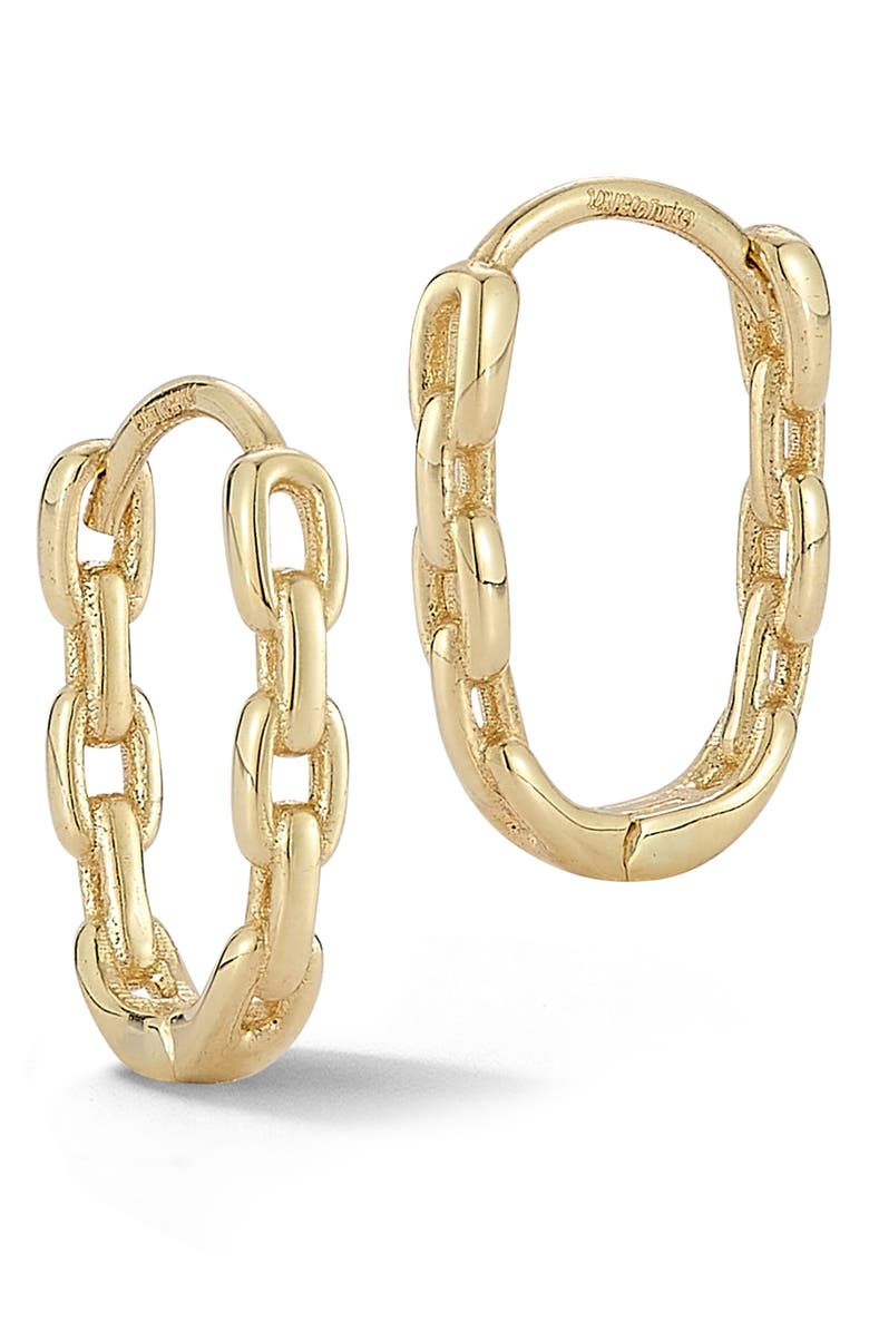 Ember Fine Jewelry 14K Gold Link Huggie Hoop Earrings, Main, color, Gold