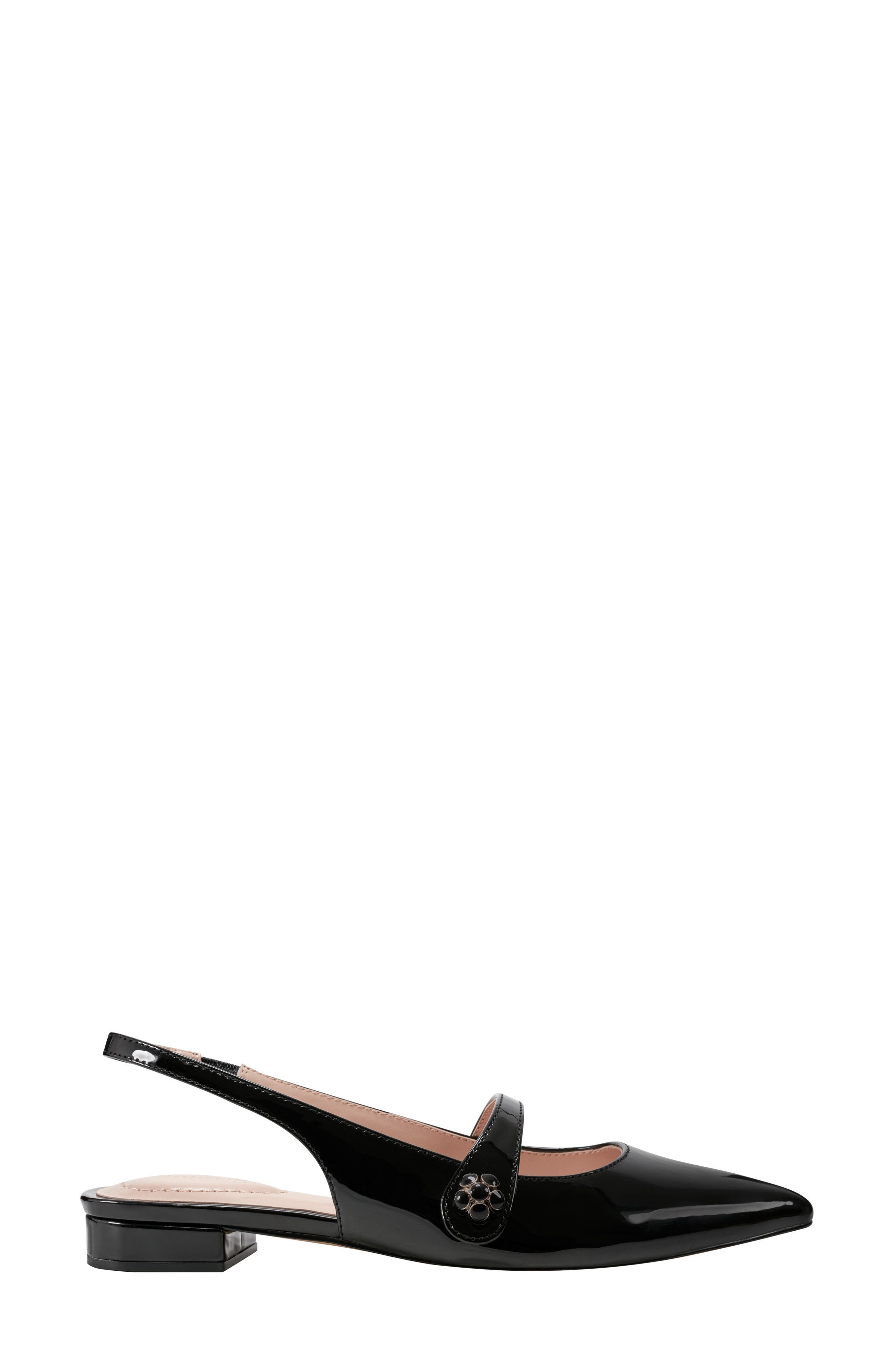 Bandolino Aubriana Slingback Mary Jane Pointed Toe Flat, Alternate, color, Blk01