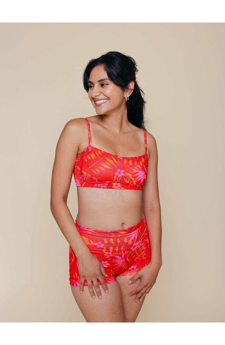 Kitty and Vibe Bandeau With Piping Bikini Top, Alternate, color, Maui