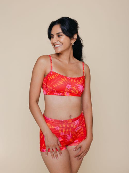 Kitty And Vibe Bandeau With Piping Bikini Top In Orange