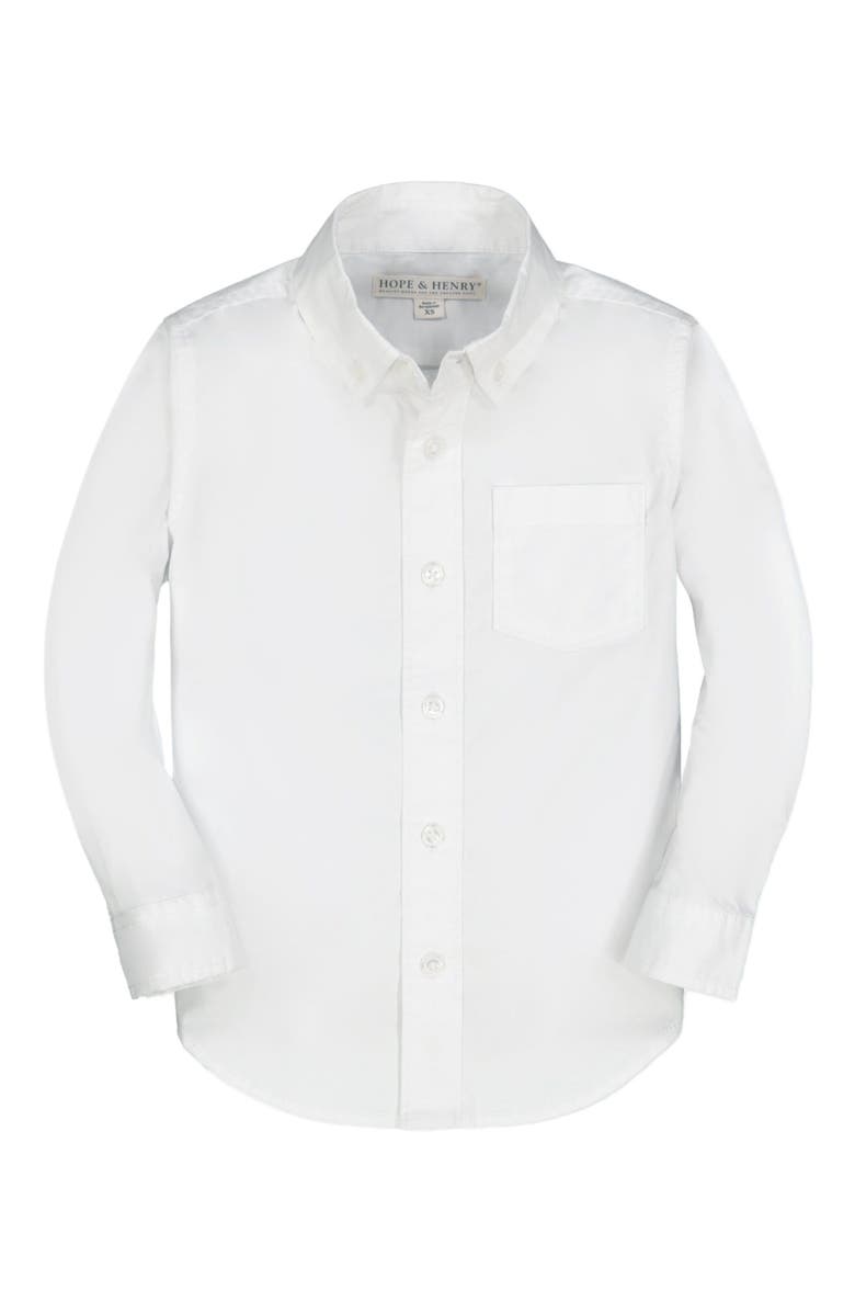 Hope & Henry Baby Boys' Organic Stretch Poplin Shirt, Infant, Main, color, Bright White