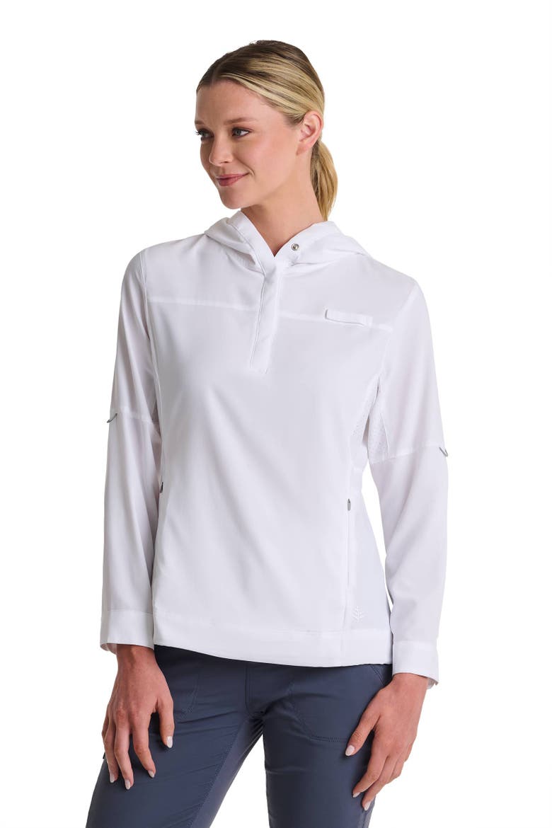Women's Sea Spray Henley Hoodie, UPF 50+ Sun Protection, Alternate, color, White