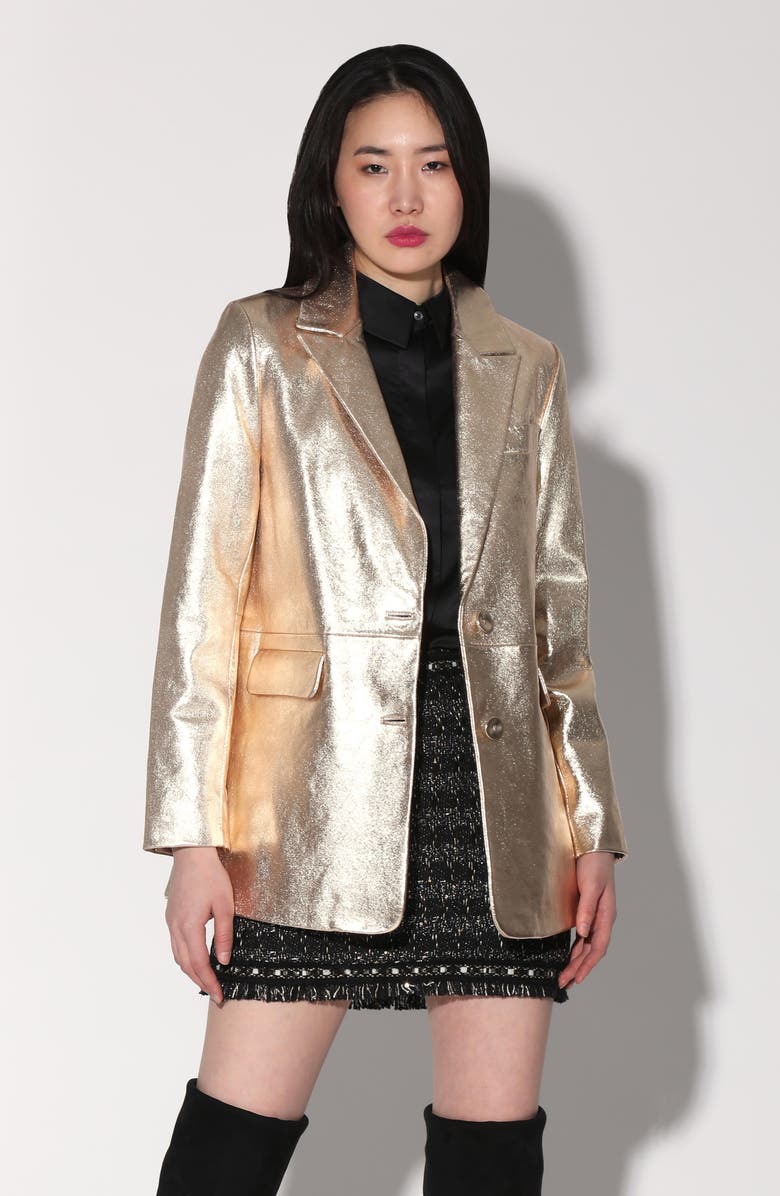 Walter Baker Kiki Metallic Leather Blazer, Alternate, color, 