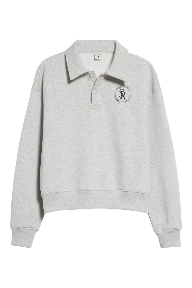 Long Sleeve Crop Polo Sweatshirt, Alternate, color, HEATHER GRAY