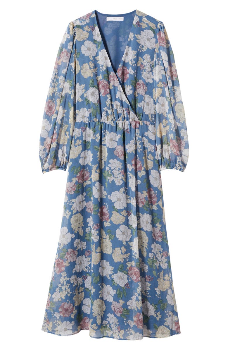 MANGO Floral Long Sleeve Chiffon Dress, Alternate, color, 
