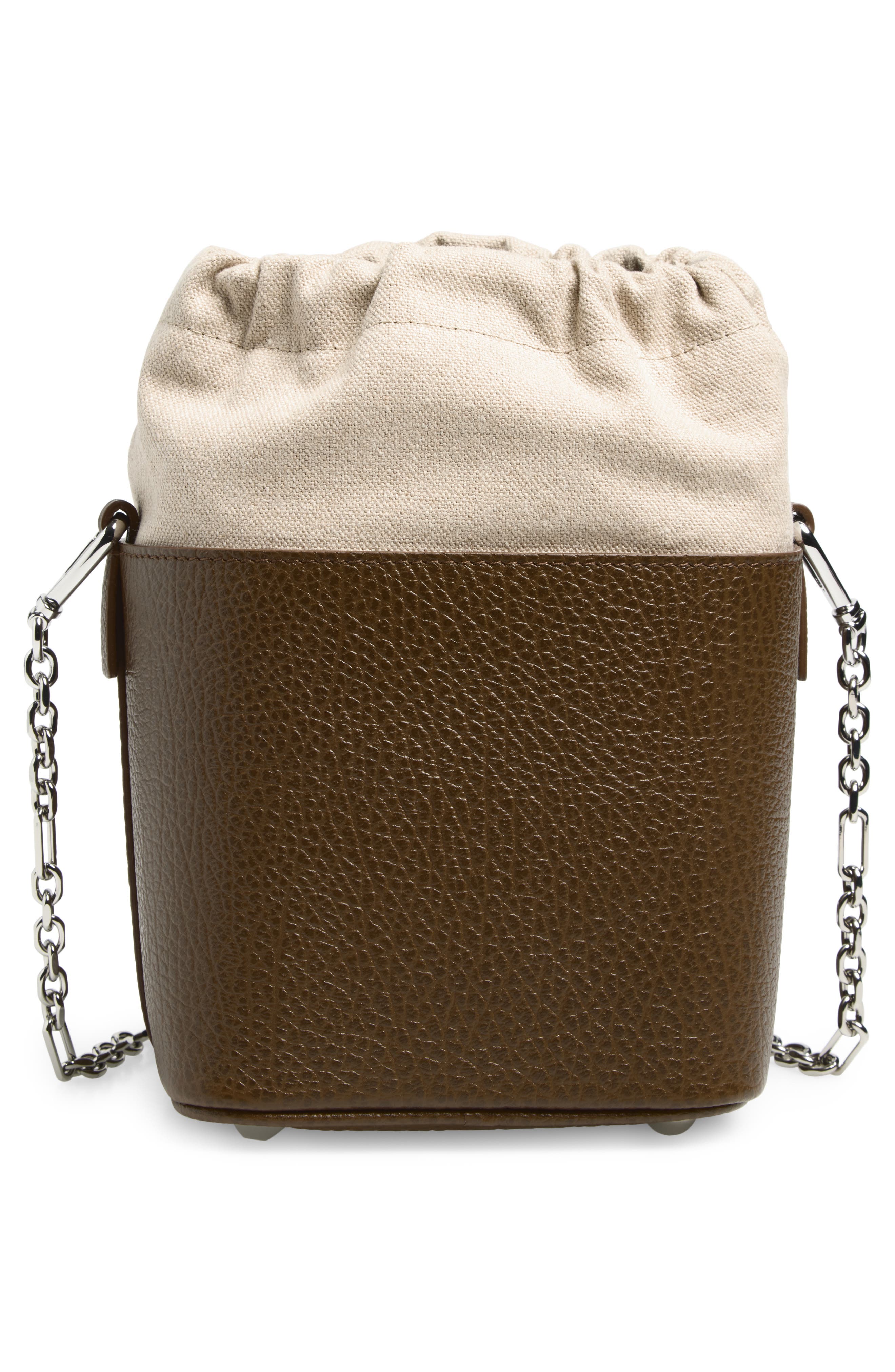 Maison Margiela Small 5AC Leather Bucket Bag, Alternate, color, Field/ Stone