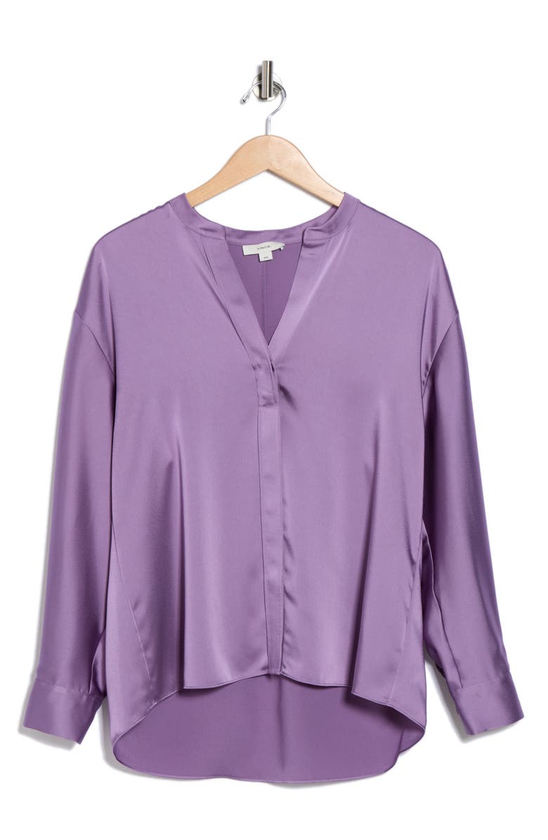 Vince Long Sleeve Satin Button-Up Shirt, Alternate, color, Dark Lavender