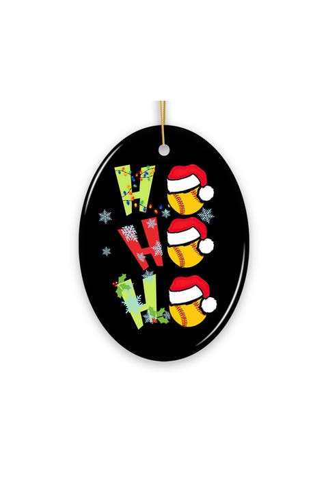 Ho Ho Ho Santa Hat Softball Ornament