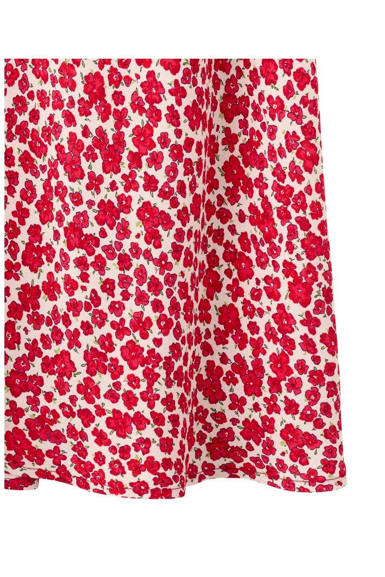 Printed V-Neck Slipdress, Alternate, color, RED/ECRU