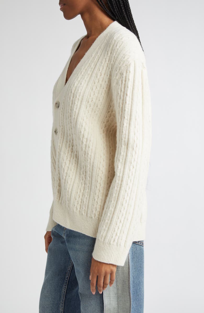 MM6 Maison Margiela Relaxed V-Neck Cardigan, Alternate, color, Off White