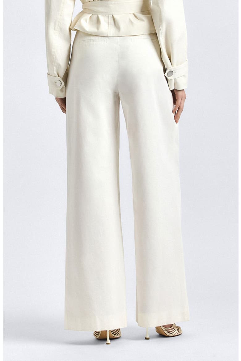 Juliana Pleated Wide Leg Twill Pants, Alternate, color, SOFT WHITE