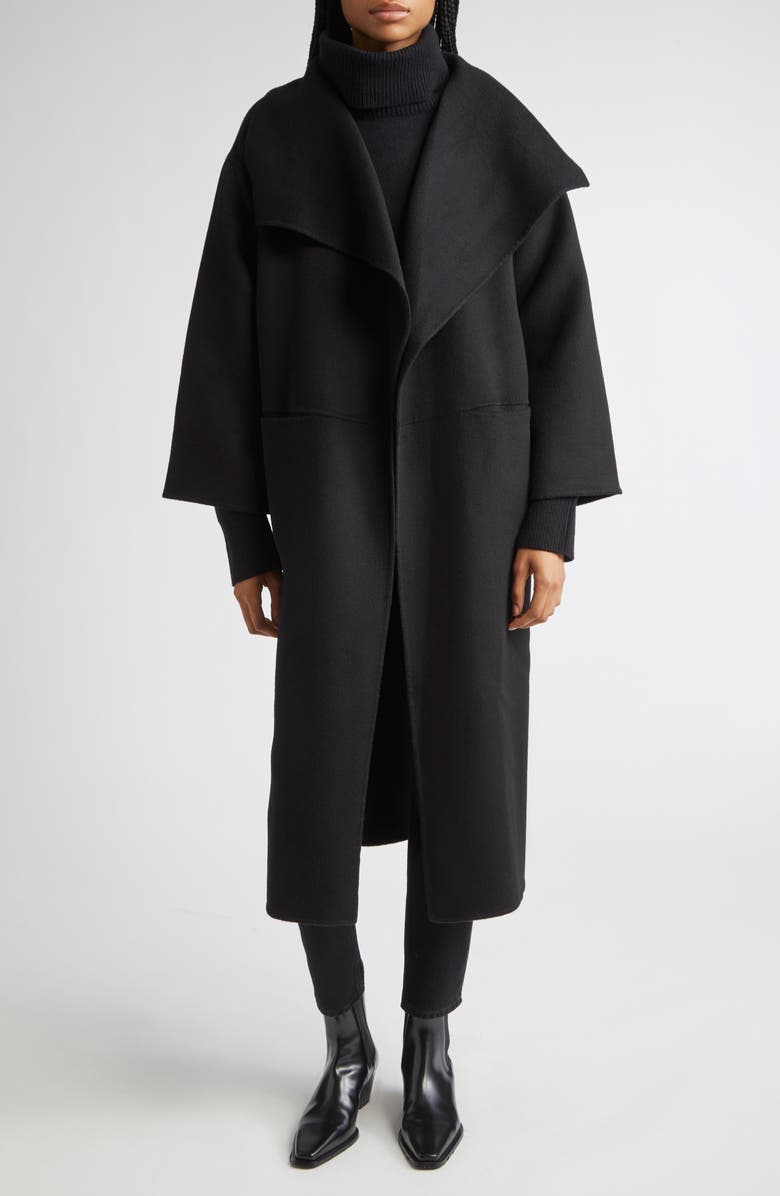TOTEME Annecy Open Front Wool & Cashmere Coat, Main, color, Black