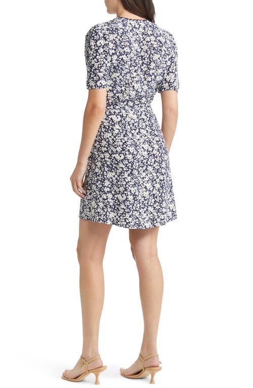 & Other Stories Floral Print Linen Wrap Minidress In Multi