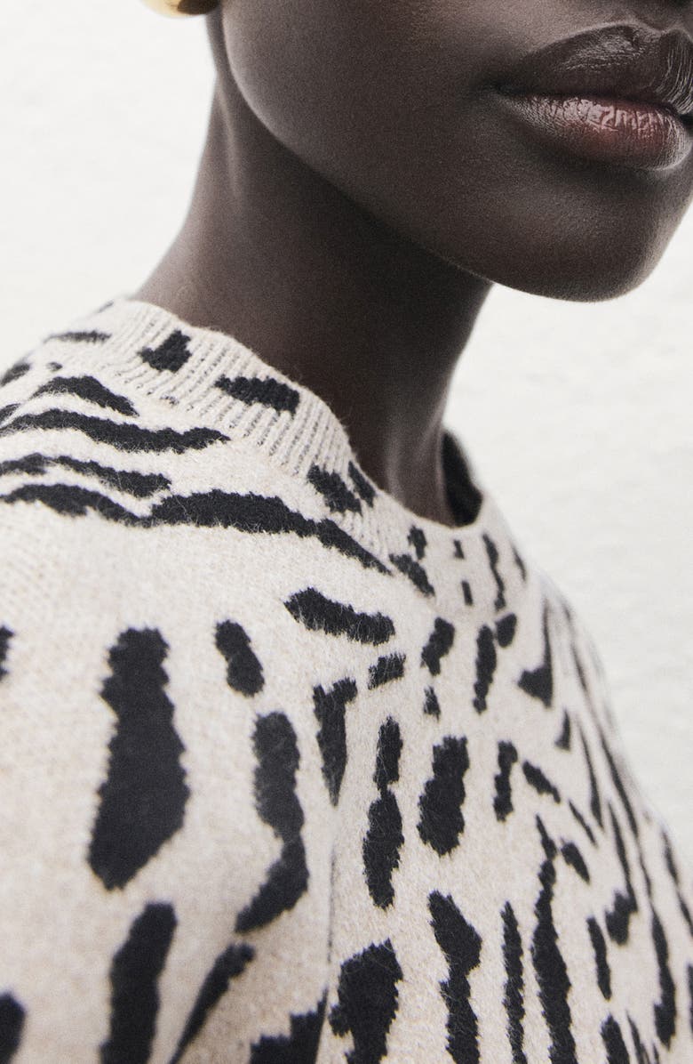 MANGO Animal Print Sweater, Alternate, color, Medium Brown