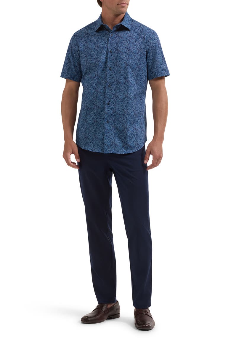Miles OoohCotton® Print Short Sleeve Button-Up Shirt, Alternate, color, NAVY