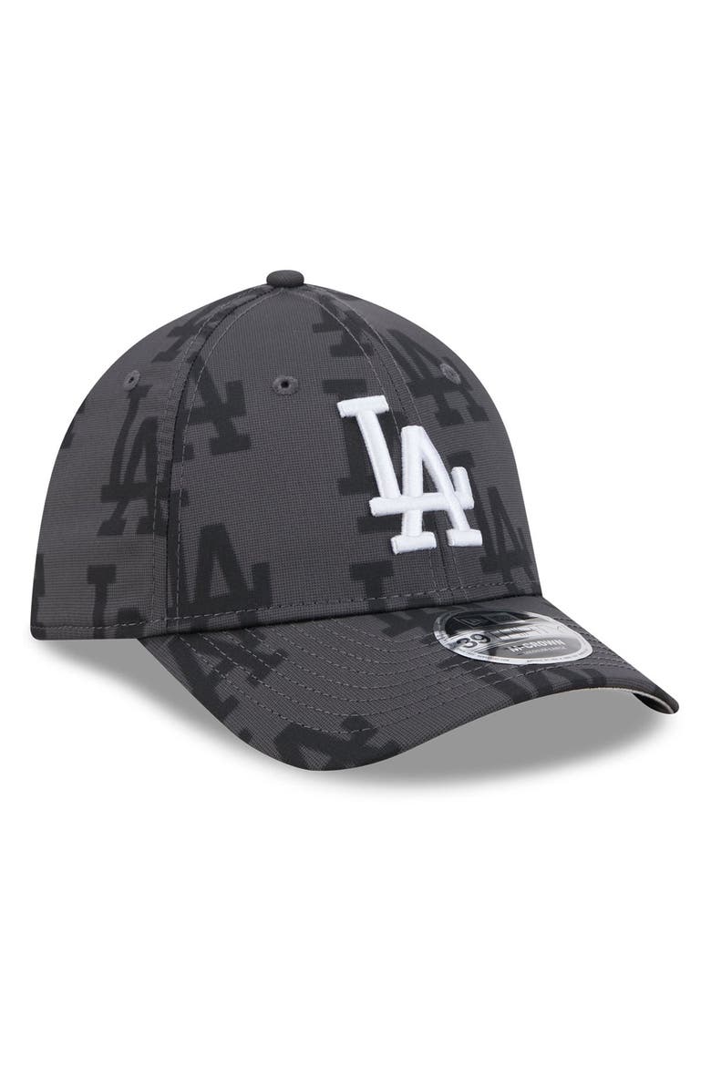 Men's New Era  Gray Los Angeles Dodgers Halftone 39THIRTY Flex Hat, Alternate, color, Gray