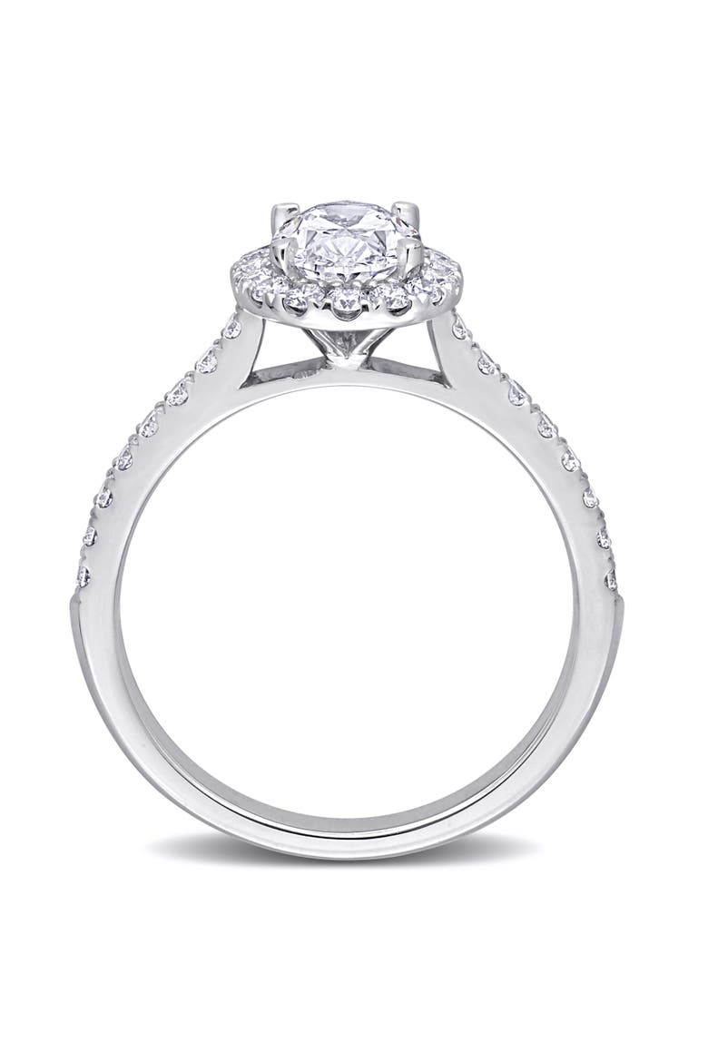1-1/2 CTW Lab-Grown Diamond Oval Halo Ring 14k, Alternate, color, White Gold