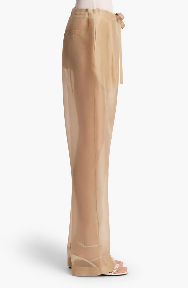 Khaite Trenton Sheer Silk Blend Organza Drawstring Pants, Alternate, color, Beige