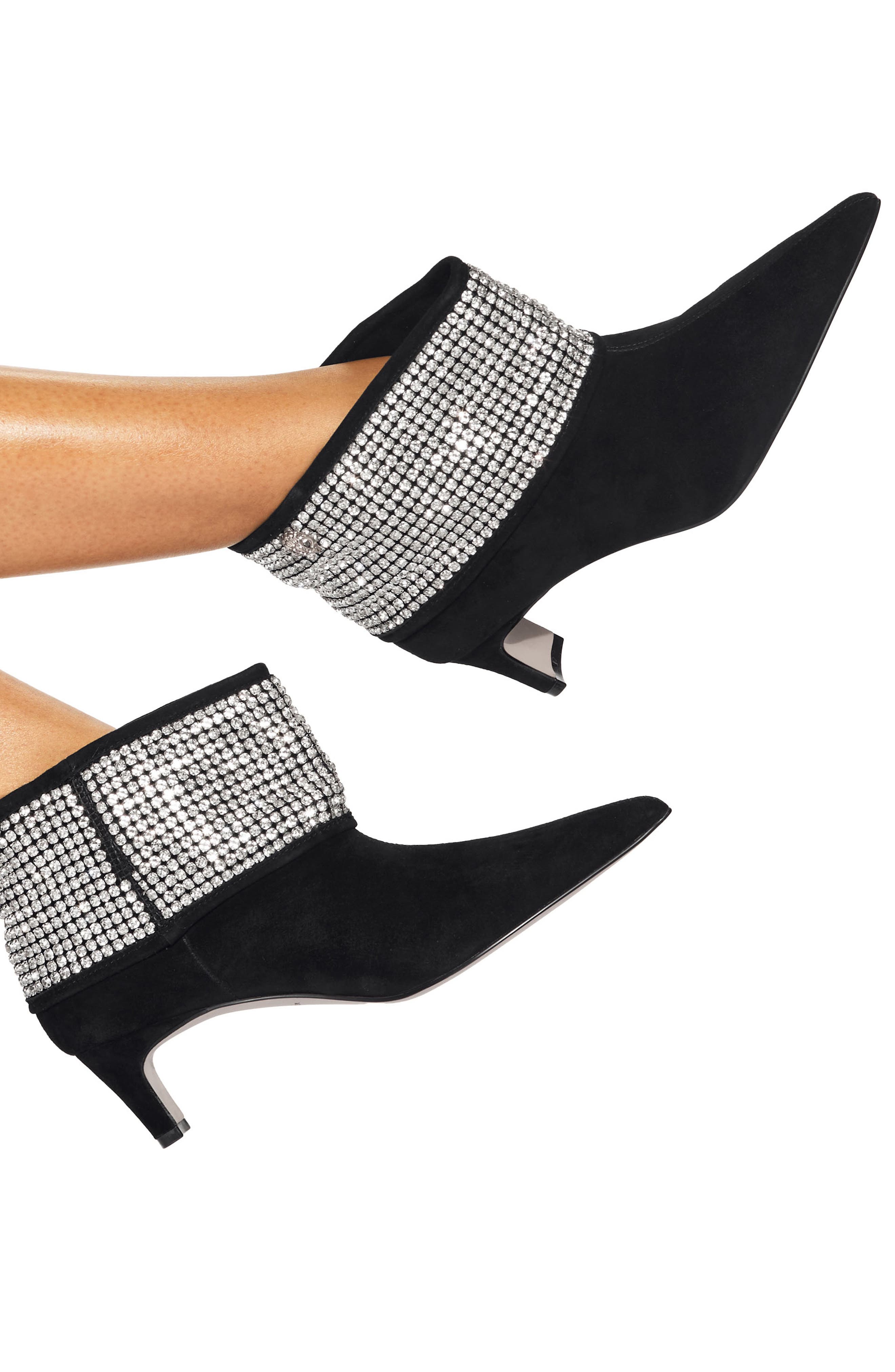 Kurt Geiger London Fold-Over Embellished Bootie, Alternate, color, Charcoal