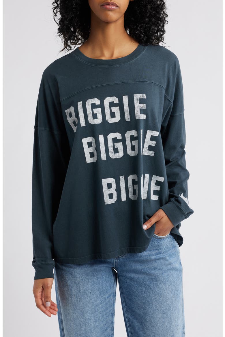 Biggie Varsity Long Sleeve Cotton Graphic T-Shirt, Main, color, VINTAGE BLACK