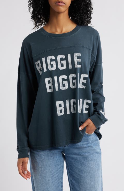 Biggie Varsity Long Sleeve Cotton Graphic T-Shirt