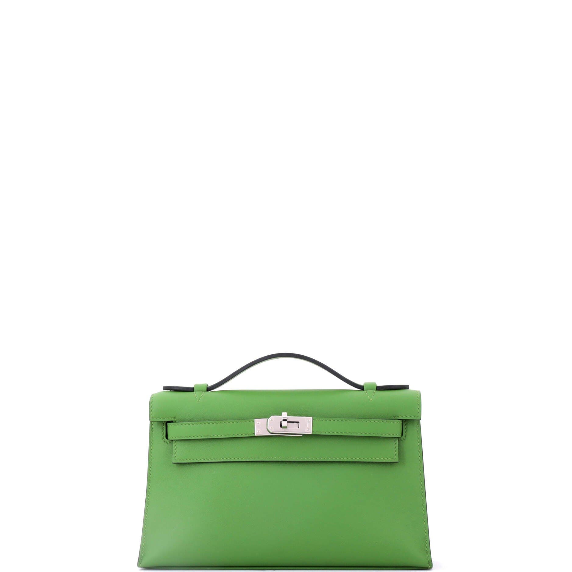 Pre-Owned Hermes Kelly Pochette Swift, Main, color, Vert Yucca