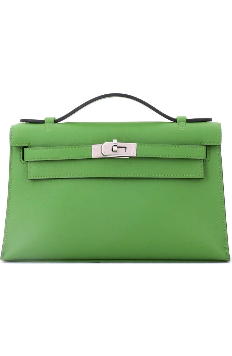 Pre-Owned Hermes Kelly Pochette Swift, Main, color, Vert Yucca